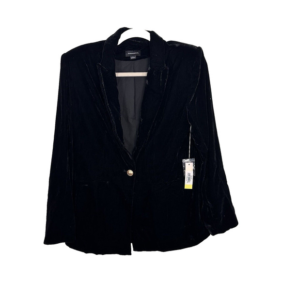 NEW Summersalt Womens 8 Black Velvet Shoulder Pad Blazer Jacket Business Career - Picture 1 of 4